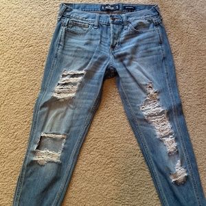Hollister Cropped Low Rise Ripped Jeans